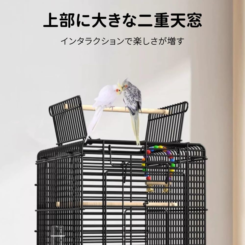 鳥かご 鳥ケージ バードケージ 中型 セキセイインコケージ 複数飼い 天窓付き 餌入れ 掃除しやすい 40x..