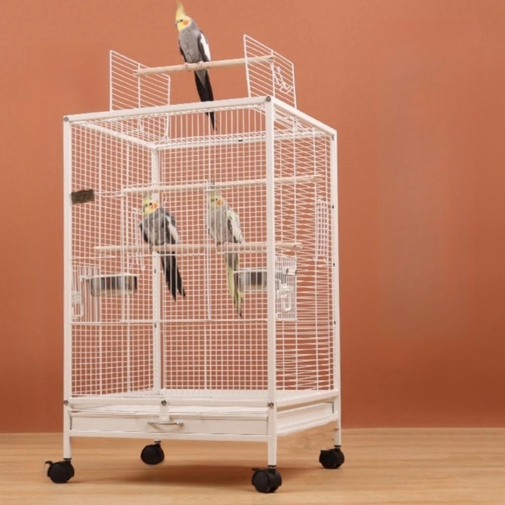 鳥ケージ とりかご インコケージ バードゲージ 大型 豪華ケージ 大きい 複数飼い オカメ インコ 文鳥 オウムケージ 46*46*77CM (前面透明アクリル)