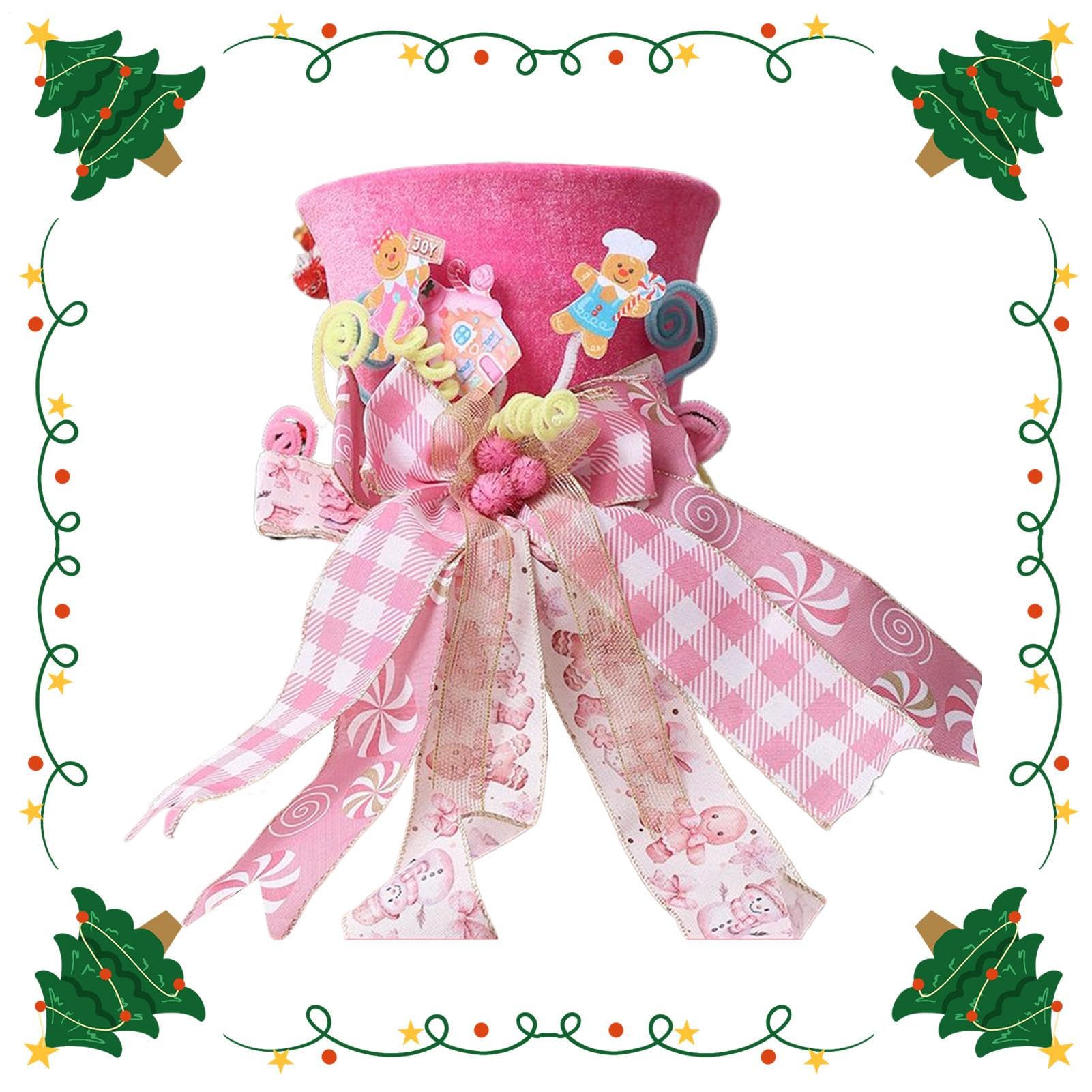 クリスマスツリートッパー装飾 | ホリデーツリーハットトップ装飾 ボウリボン付き | オーナメント ホー..