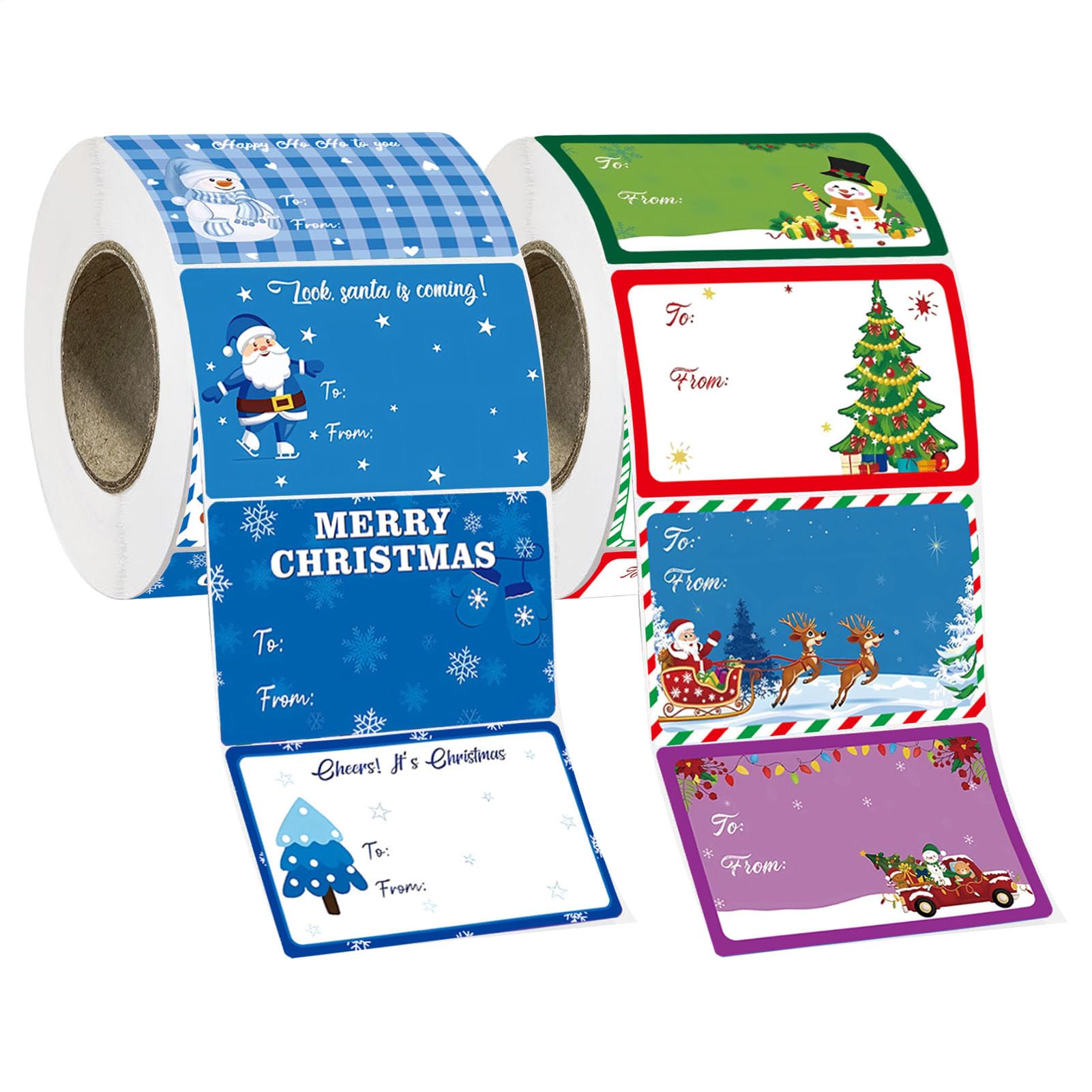 クリスマスステッカー,カード用400枚入りの名前ステッカー - 工作 クラフト 封筒 飾り ラベル 大人 青..