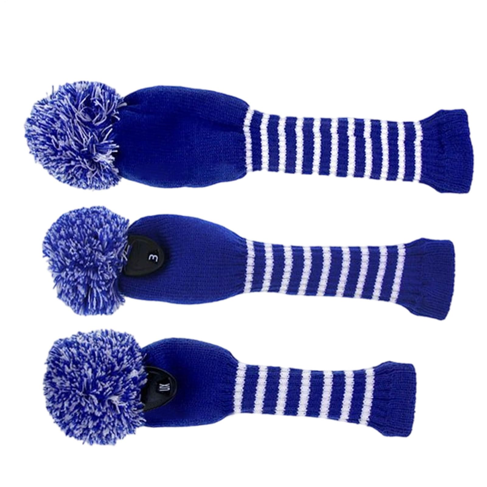 ゴルフクラブヘッドカバー | ドライバー用ゴルフクラブプロテクター | 3点セット編みタイプ 練習場用 男女兼用 初心者から上級者まで対応 ボールスポーツステック用品