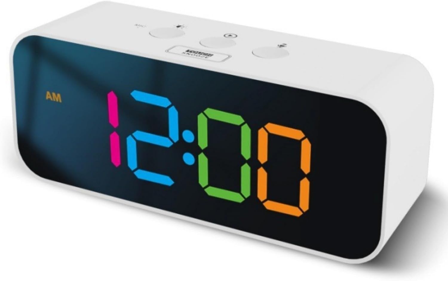 多機能デジタルスマート目覚まし時計、録音、充電、音声制御、音楽接続、寝室、ベッドサイド、オフィス、旅行 (ホワイト)