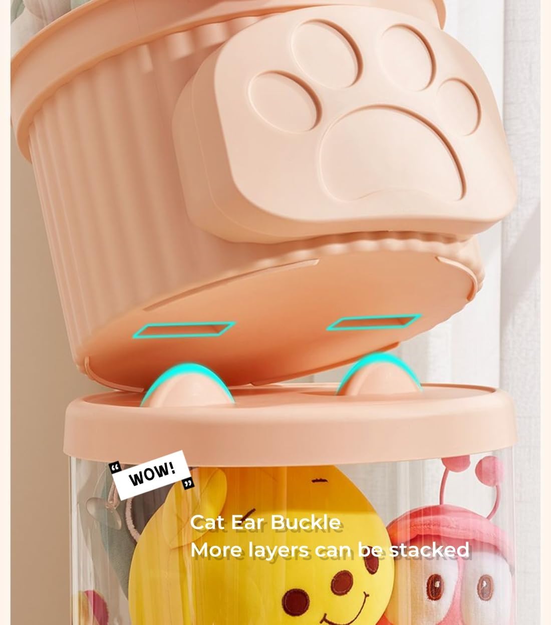 42インチ ぬいぐるみ収納チューブオーガナイザー 3層縦型プラッシュ収納ボックス PET透明ディスプレイバケツ ファスナー付き 寝室用 ぬいぐるみチューブ(3)