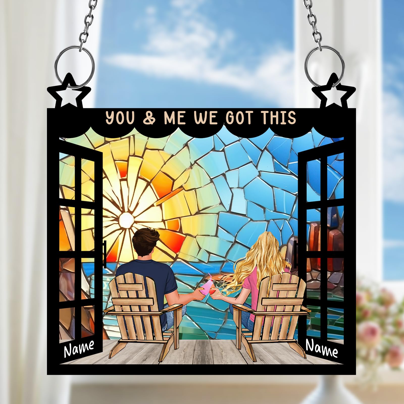 パーソナライズ You and Me We Got This サンキャッチャー、Windows用サンキャッチャー カスタム、窓の..