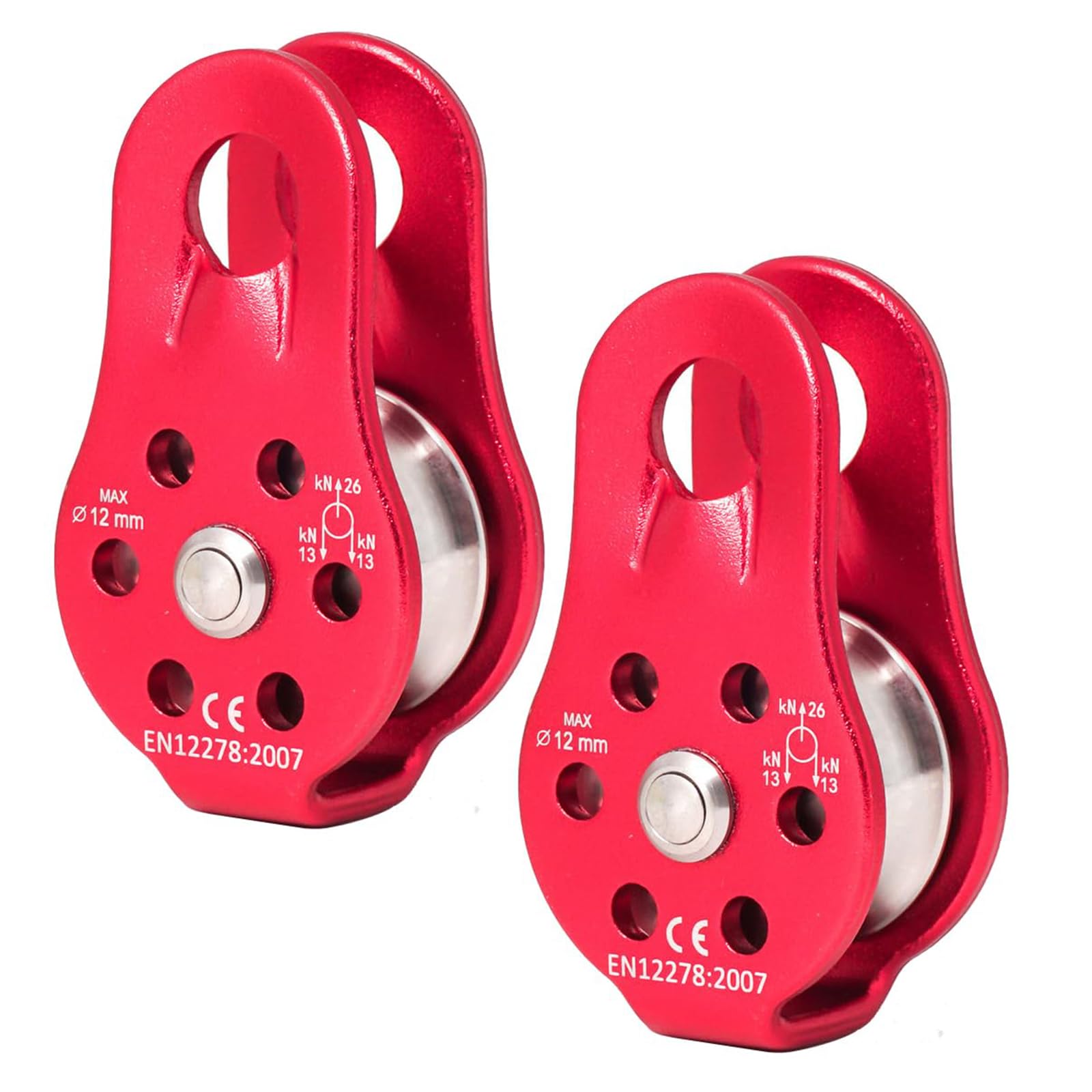 (ジョタッチ) 26kN クライミングプーリー 2個 マイクロアルミニウム合金 固定シングルプーリー 12mmロ..