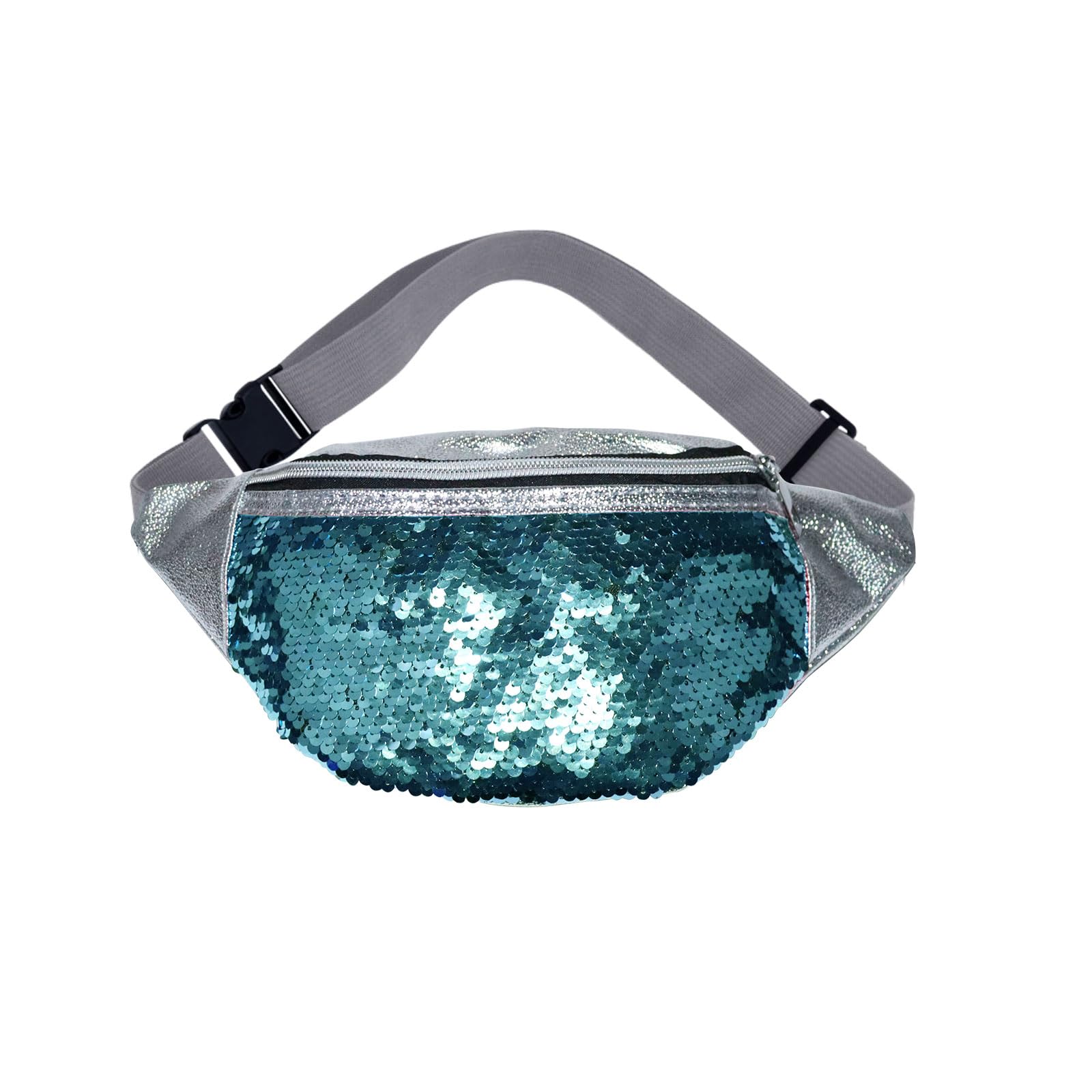 スパンコール ファニーパック 調節可能なウエストストラップ付き ファッションウエストパック PUレザー..