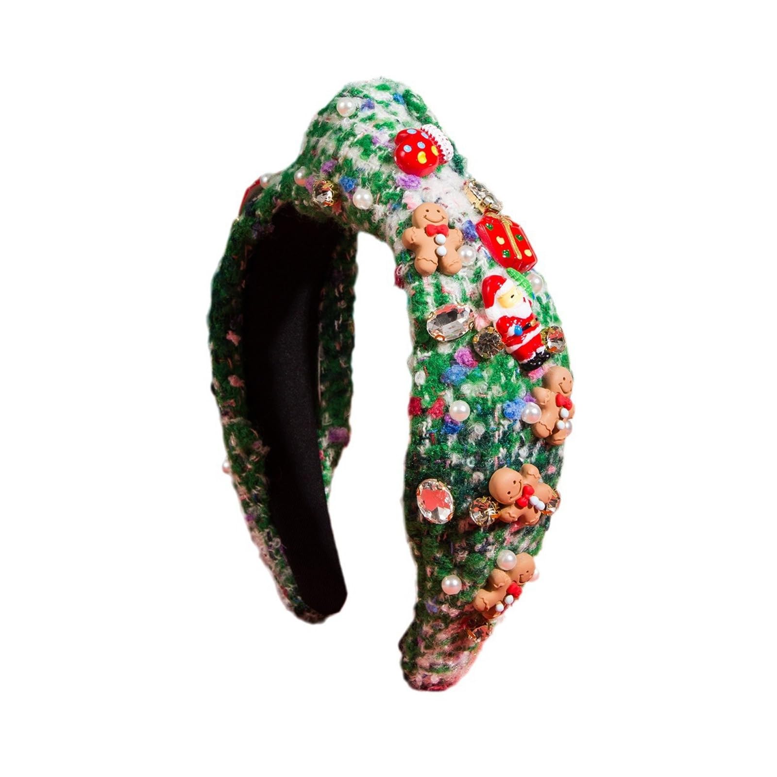 クリスマス ヘアバンド ファブリック ラインストーン ジンジャーブレッドマン ヘッドバンド レディース..