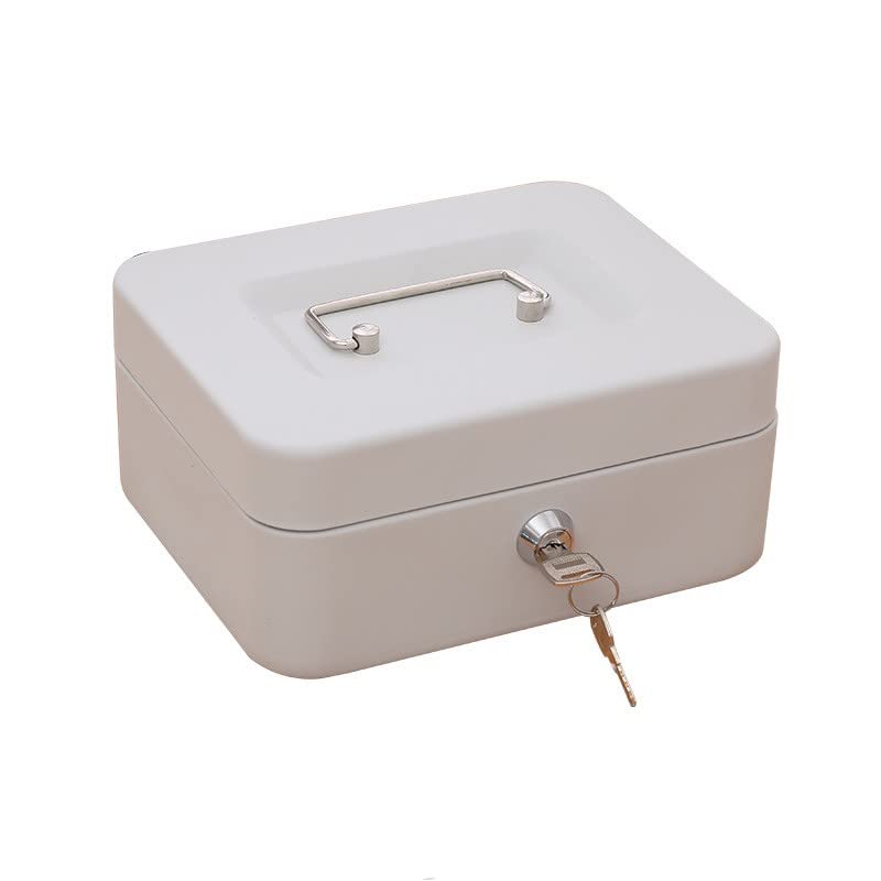 金庫 貯金箱 ツールボックス ポータブル収納ボックス、お金、宝石、 家族、仕事、旅行に安全な盗難防止 (ホワイト,XL)