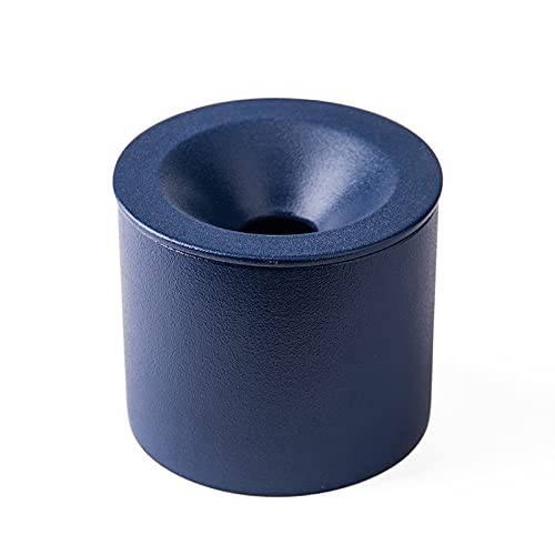 蓋付き灰皿 大容量 おしゃれな陶器製蓋付き灰皿（丸型）（ブラック、ホワイト、レッド、シアン、ブルー） (ブルー)