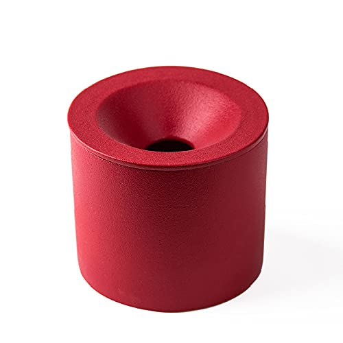 蓋付き灰皿 大容量 おしゃれな陶器製蓋付き灰皿（丸型）（ブラック、ホワイト、レッド、シアン、ブルー） (赤色)