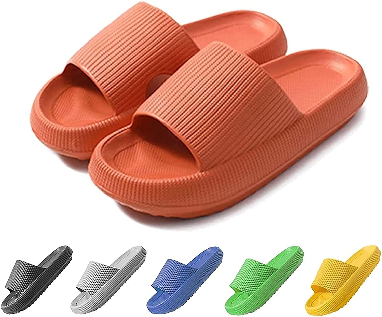 [] ダイエット スリッパ 美脚 室内 健康サンダル 体幹 レディース ルームシューズ 洗える 厚底 傾斜 足痩せ 猫背 枕スリッパ、整形外科足底筋膜炎スポーツサンダル超ソフト厚底滑り止めマッサージプールスリッパ排水穴付き (オレンジ,M)