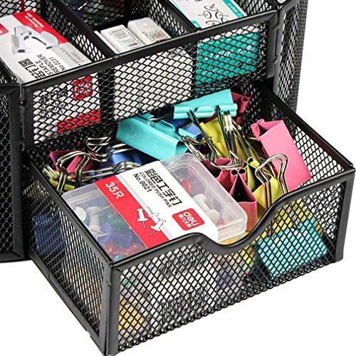 多機能ペンケース オフィス収納 大容量ペン立て 鉛筆立て ペンホルダー メタルデスクオーガナイザー デ..