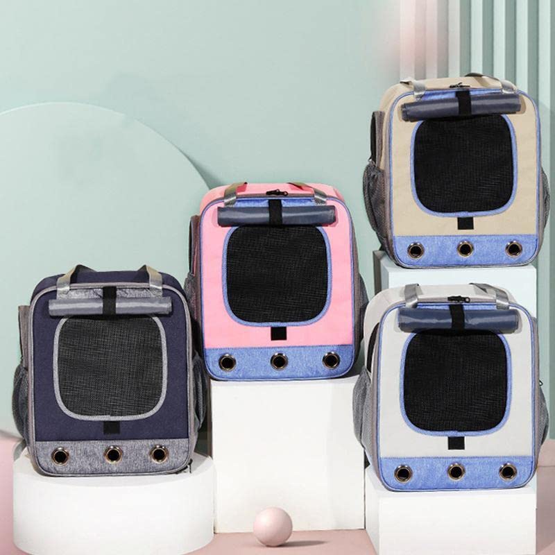 ペキュート ペット キャリーバッグ 犬 猫 ウサギ リュックアウトドア ペットバッグ 折りたたみ式 調節可能 リュック 荷重8kg グレー (ブルー)(3)