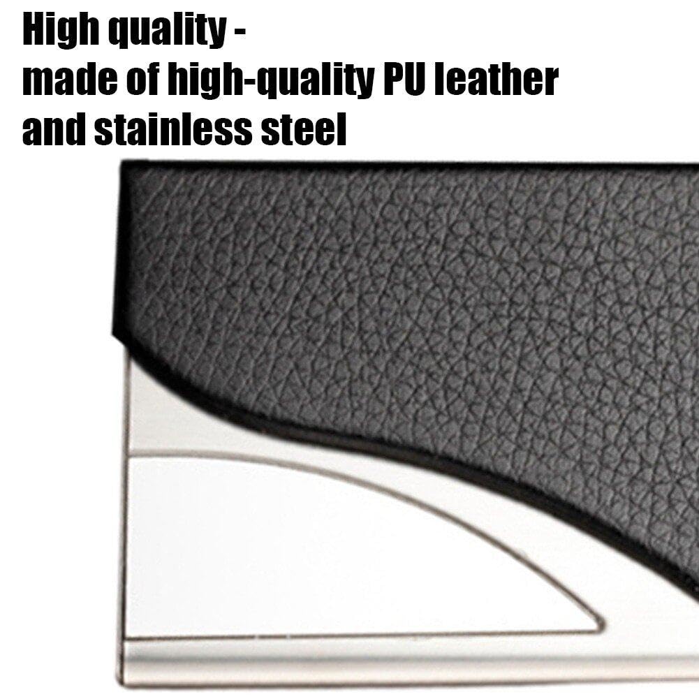 名刺ケース 名刺収納ボックス スリム 名刺入れ Puレザー ステンレス製 ライチ柄 カードホルダー ポータ..