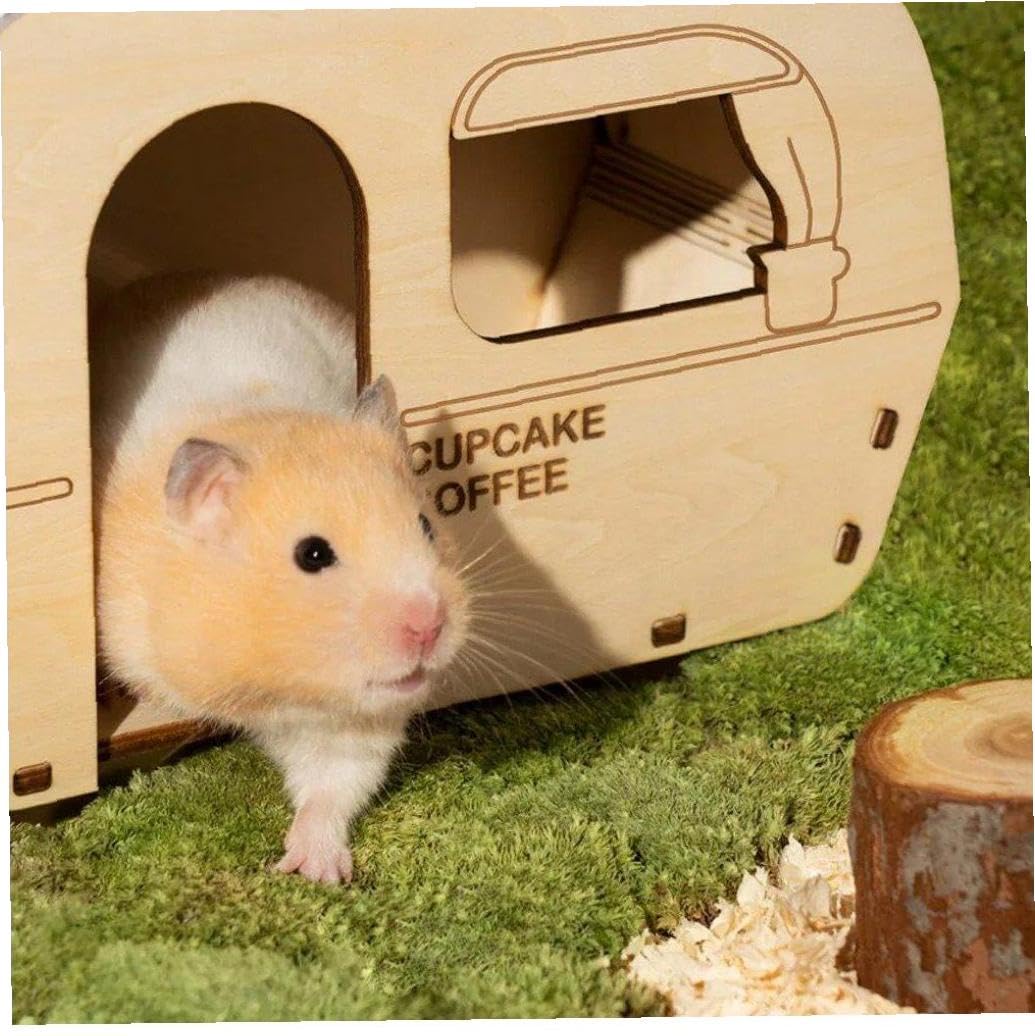 かわいい 小屋 木製 隠れ家 ハウス 傷つきにくい コーヒーカート ハムスター 小動物用
