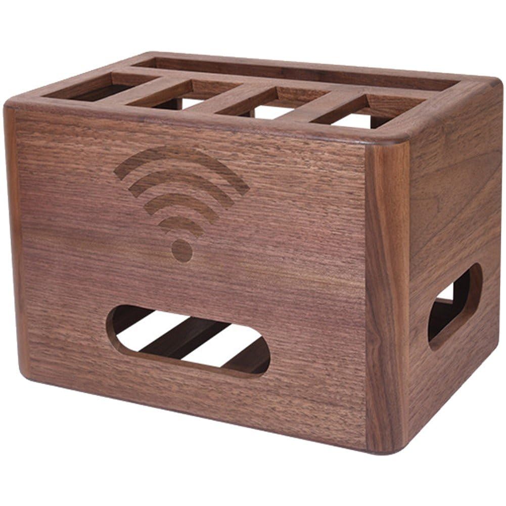 木製 ケーブル管理ボックス 2層 ケーブル整理ボックス ワイヤー収納ボックス 電源タップ オーガナイザ..