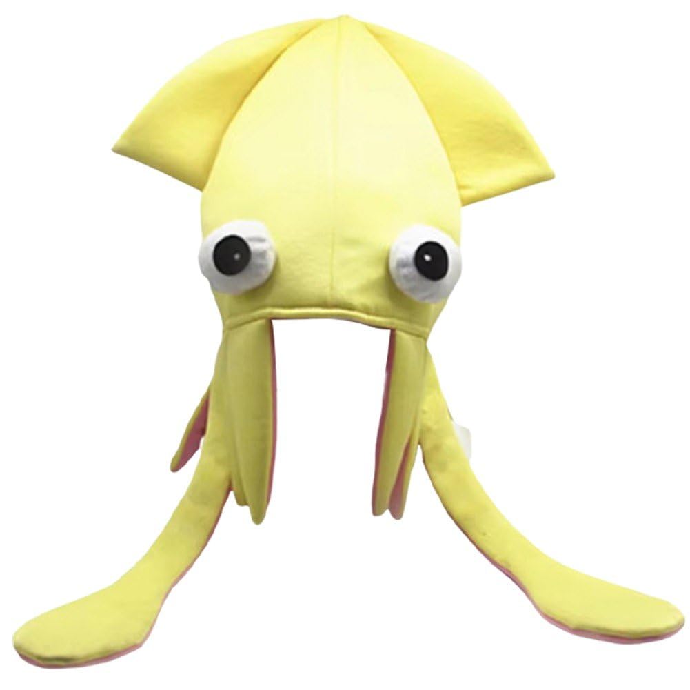 イカ帽子 手作り イカハット タコ帽子 ダンス パフォーマンス 小道具 パーティー ドレスアップ コスプレ 帽子 面白い 装飾 赤(3)