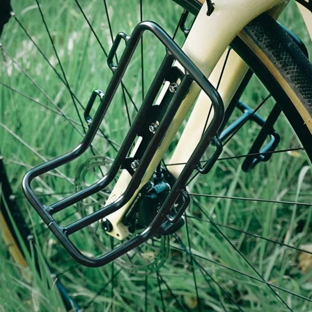 自転車フロントパニエラック 自転車 フロントフォークシェルフ ロードサイクリングラック 耐荷重 荷物..