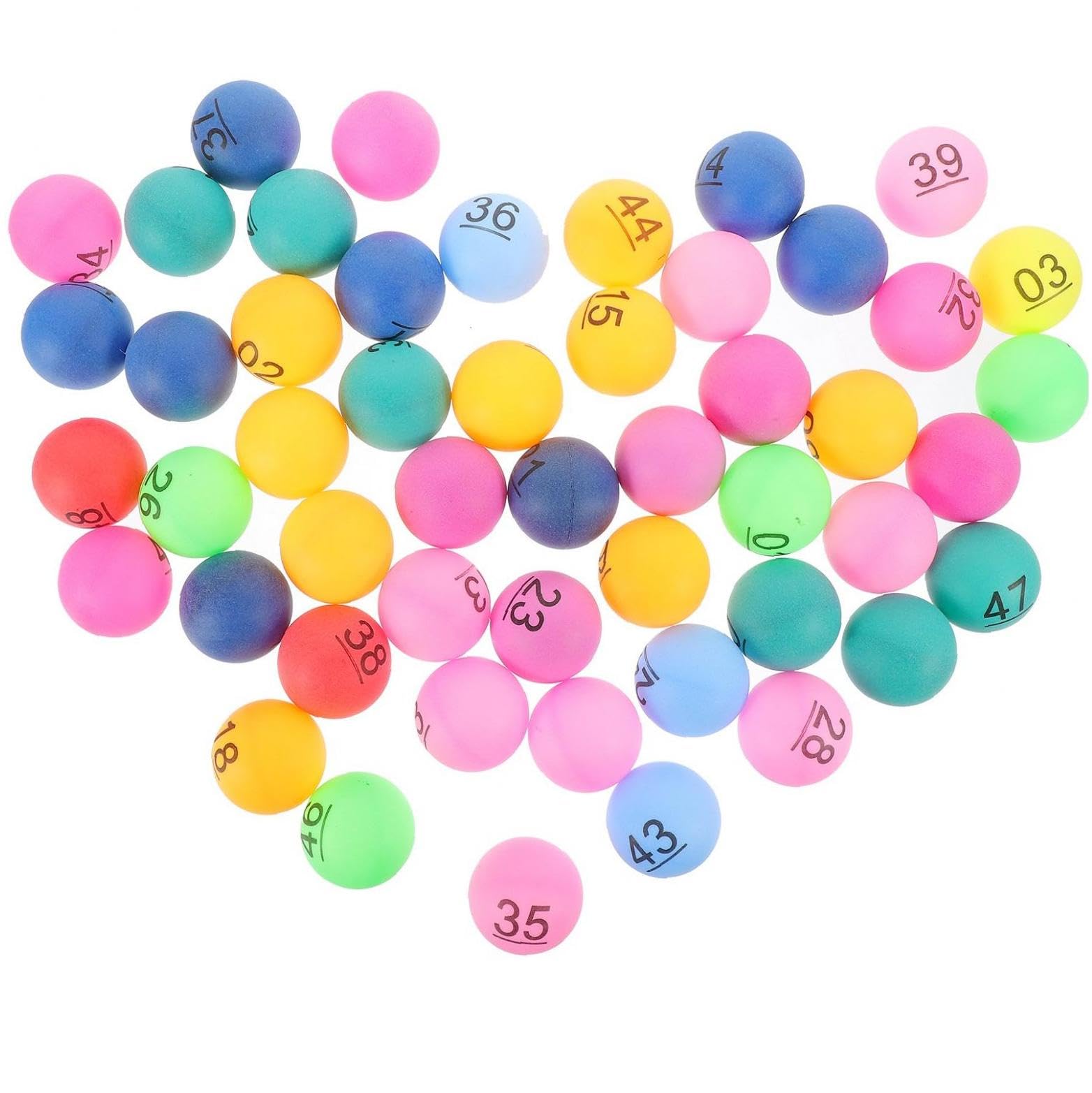 ビンゴ ピンポンボール プラスチック 番号付き ビンゴボール 1～50 ラッフルボール マルチカラー 宝く..