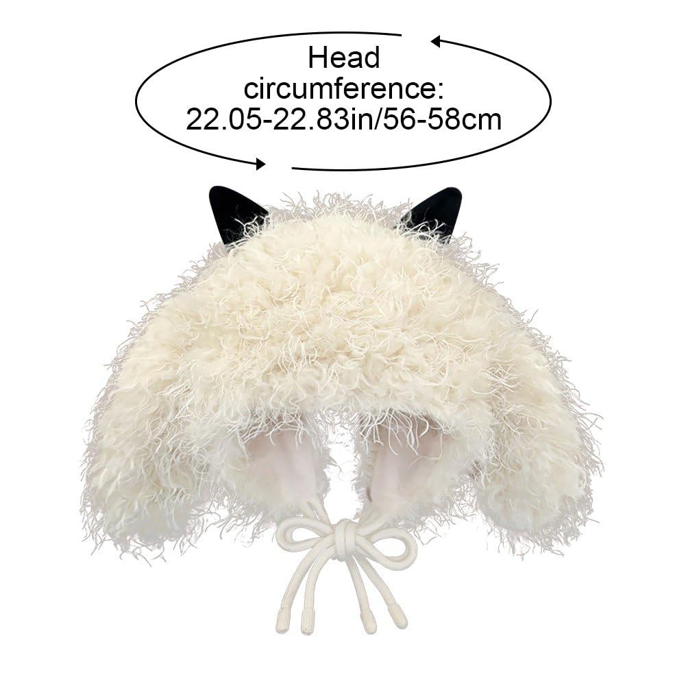 [] 帽子 ハット 冬 イヤーフラップ 羊の角 フード付き ビーニー スキーマスク キャップ アクセサリー レディース