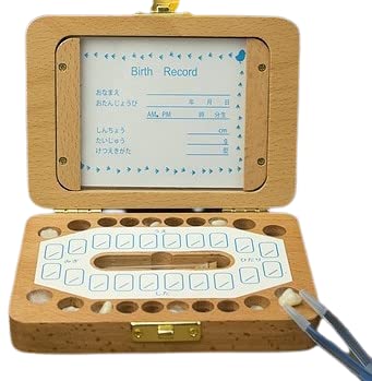 【】木製乳歯入れケース 男女共通 出産祝い 小学校まで記念品 シール付き 乾燥用綿付き うぶ毛を入れる..