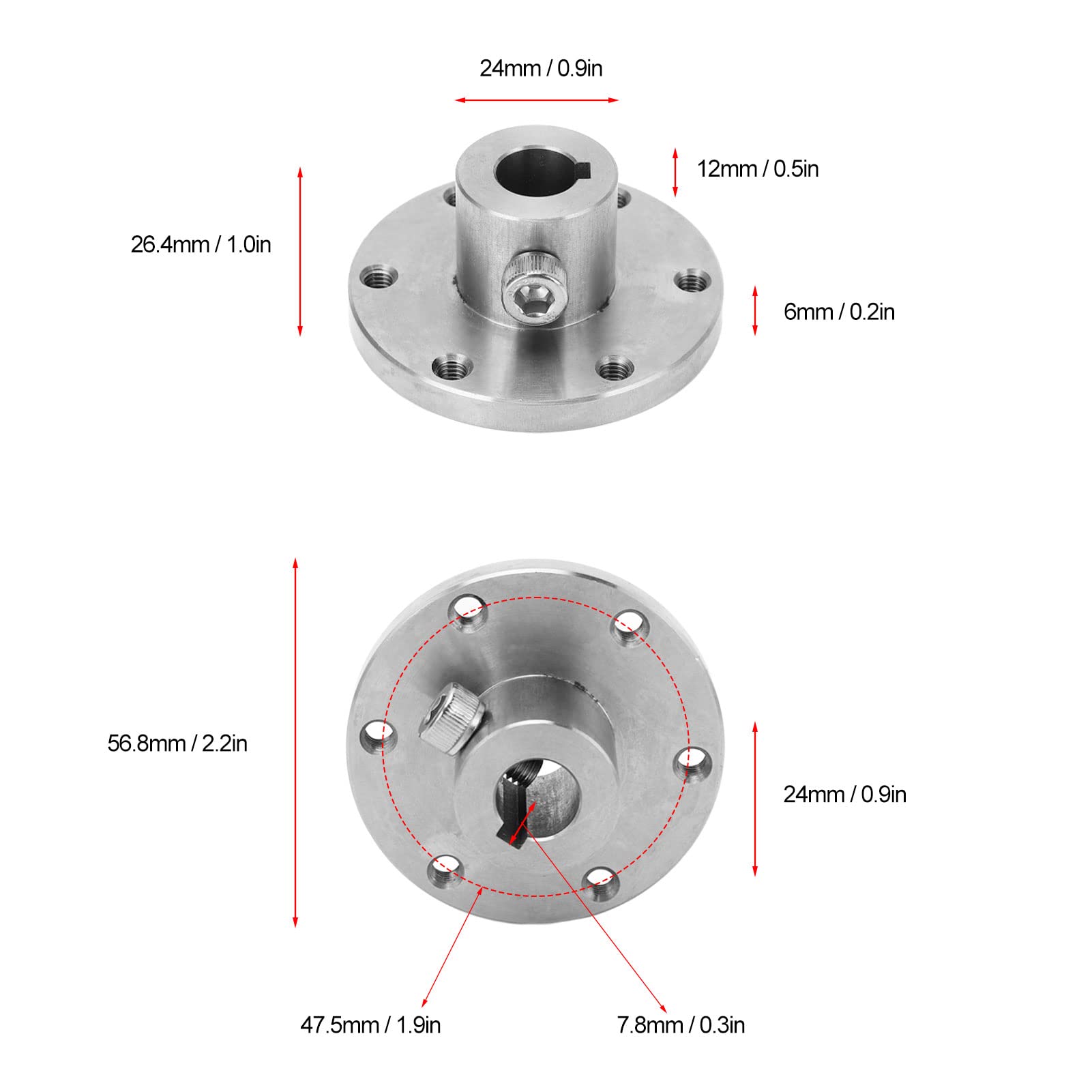 Disport 楽天市場店のRC フランジカップリング、ステンレス鋼フランジカップリングコネクタ 12MM RC キーハブシャフトカップリング RC モデルモーター用｜アングル3