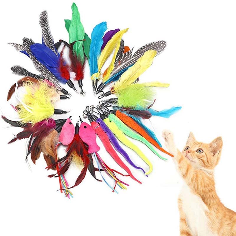 猫 おもちゃ おかしい 猫スティック 交換ヘッド 羽替えヘッド 猫じゃらし 羽のおもちゃ 羽根 鈴 交換可..