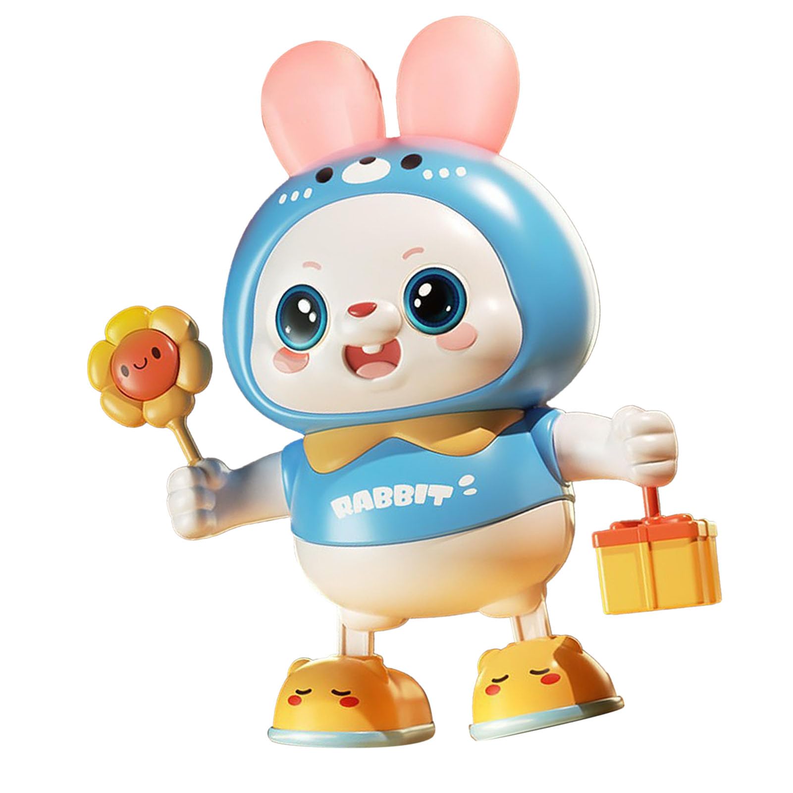 電子ダンスバニーおもちゃ 感覚を刺激する 歌うかわいい音楽ダンスバニーおもちゃ ヘッドアップトレーニング ポータブル 屋外用 (青)(3)