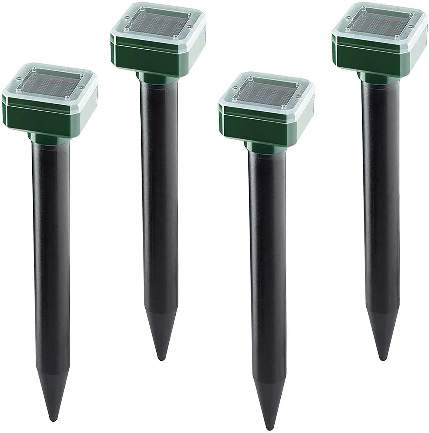 モグラ撃退器 ソーラー式 超音波 モグラ退治 もぐら駆除 蛇撃退 IP65防水防塵 省エネ 簡単 安全 差し込む式 地面に挿す 動物撃退器 庭 畑 家庭菜園 (四角4)