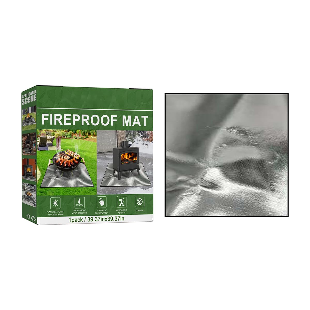 焚き火シート アルミ熱反射シート 熱の拡散を防ぐ アウトドア キャンプ BBQ 焚き火台用 フロア テーブ..