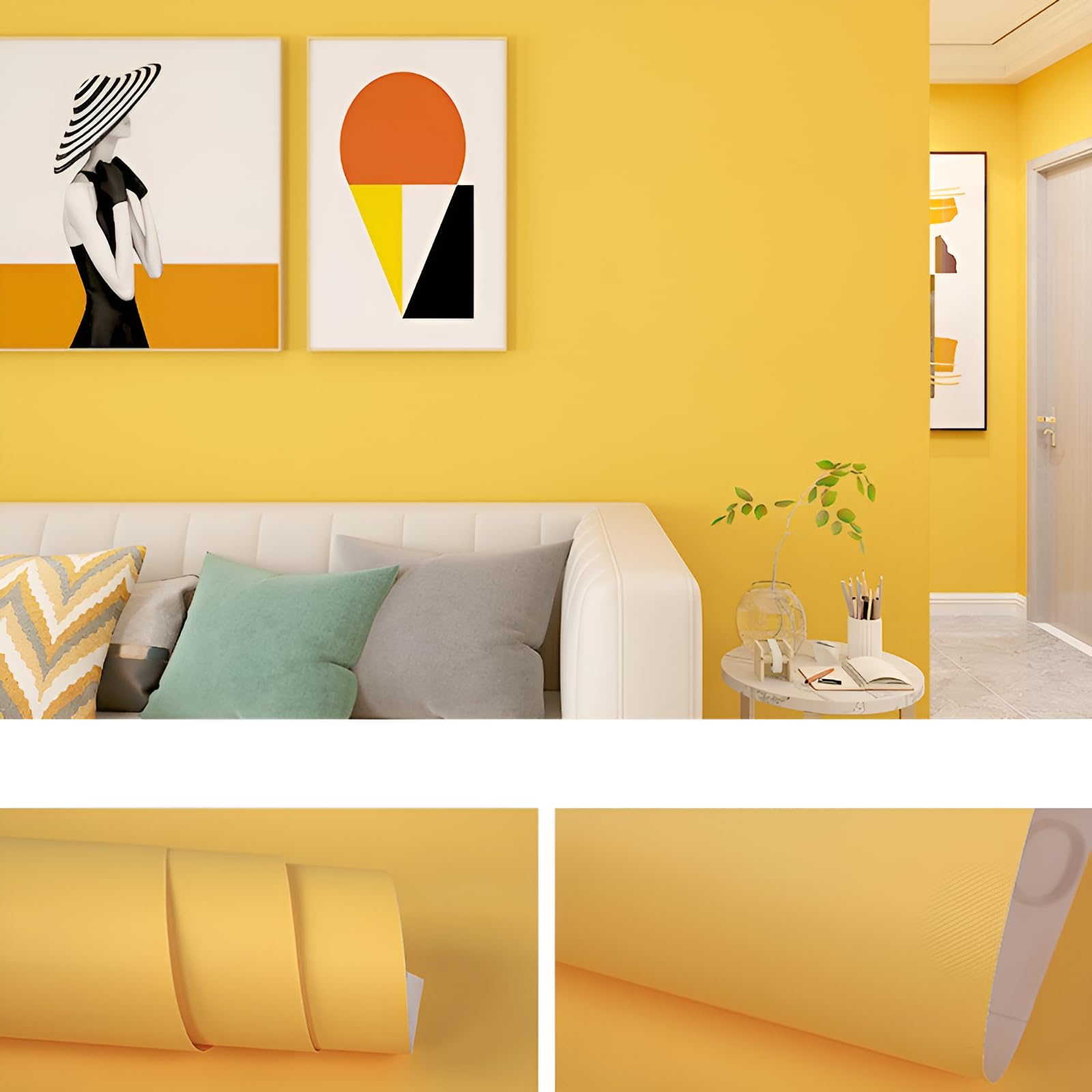 []【防水 防カビ】壁紙 粘着 自己接着 【目盛り付き】でカット簡単 アルミ箔裏 厚手耐久 PET素材 リビング 寝室用 DIY すっきり マカロンカラー