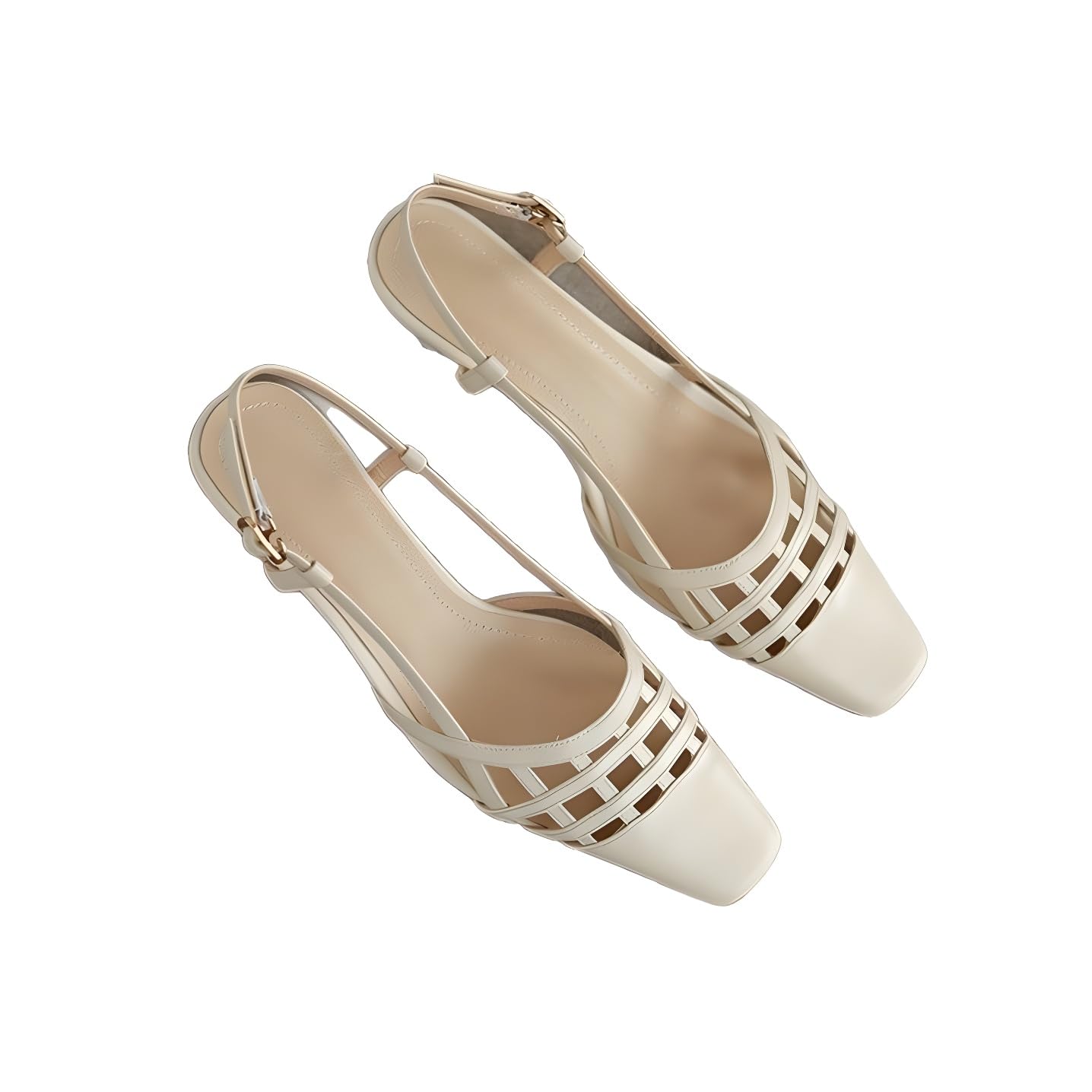 [] 編み込みデザイン レディースサンダル スクエアトゥ ミュール 中ヒール 快適インソール 夏のお出かけ デイリー リゾート ベージュ ストラップ 軽やか 通気性