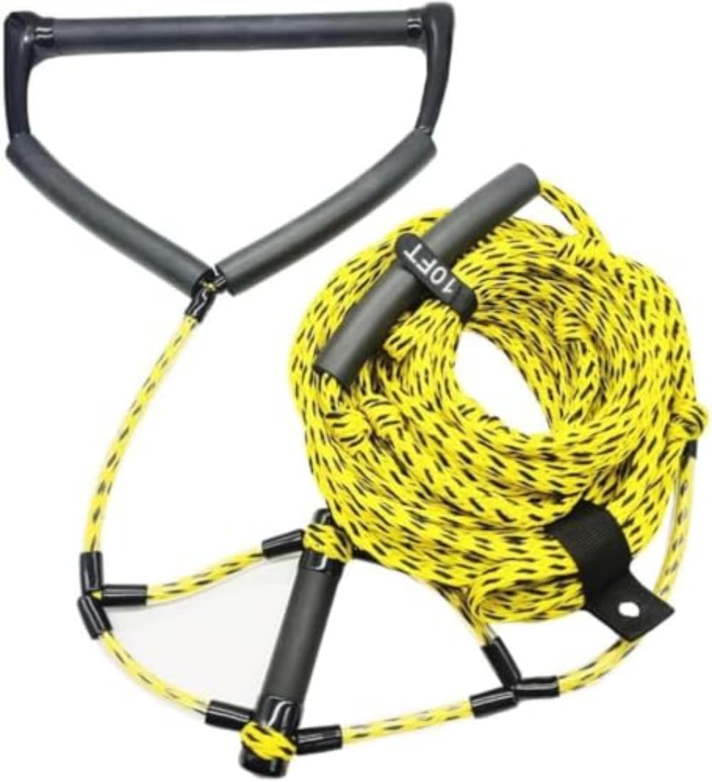 ウェイクボードロープ 水上スポーツ用ライン アルミチューブハンドル付き 耐久性 ウォータースキー・ウ..