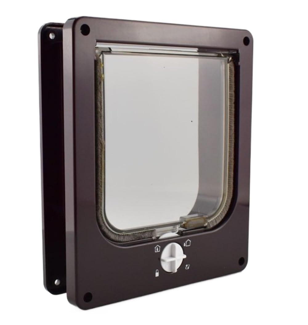 ペットドア 4ウェイロッキング 出入り口 犬猫出入り口 猫扉 小型犬用 キャットドア 室内用 猫 冷暖房対..