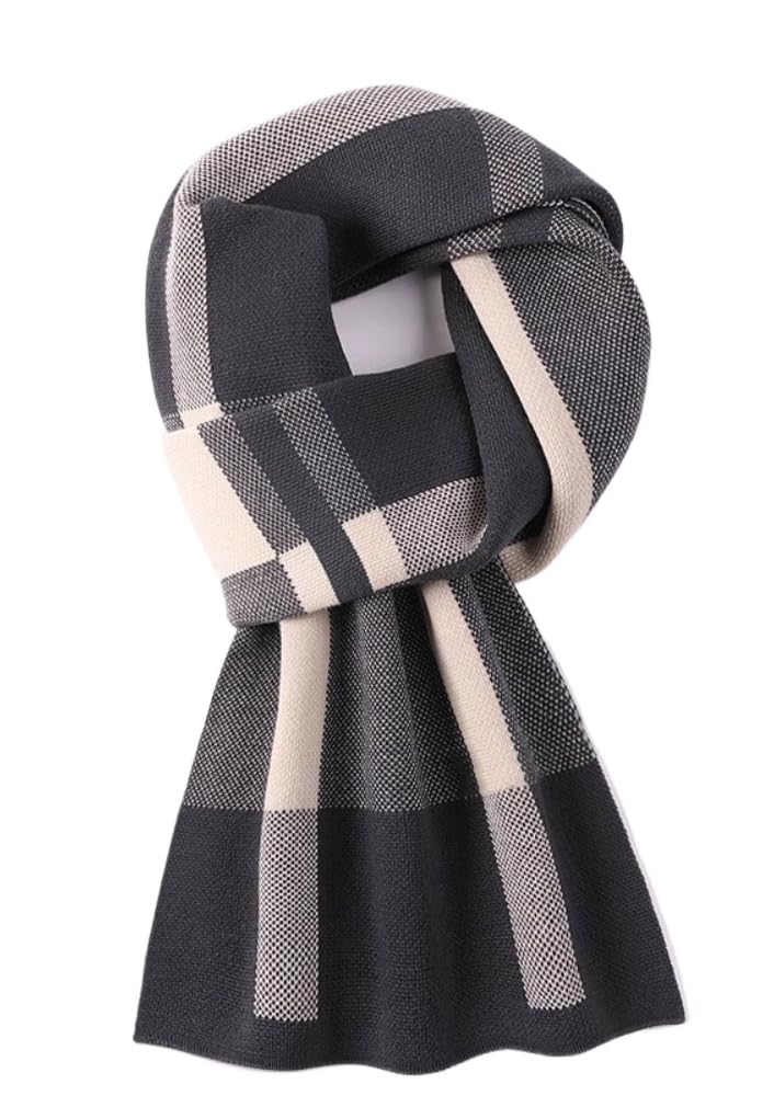 [小さな店] 新しい千鳥格子メンズスカーフスタイリッシュで高級な多用途のネックスカーフ冬暖かい防寒..