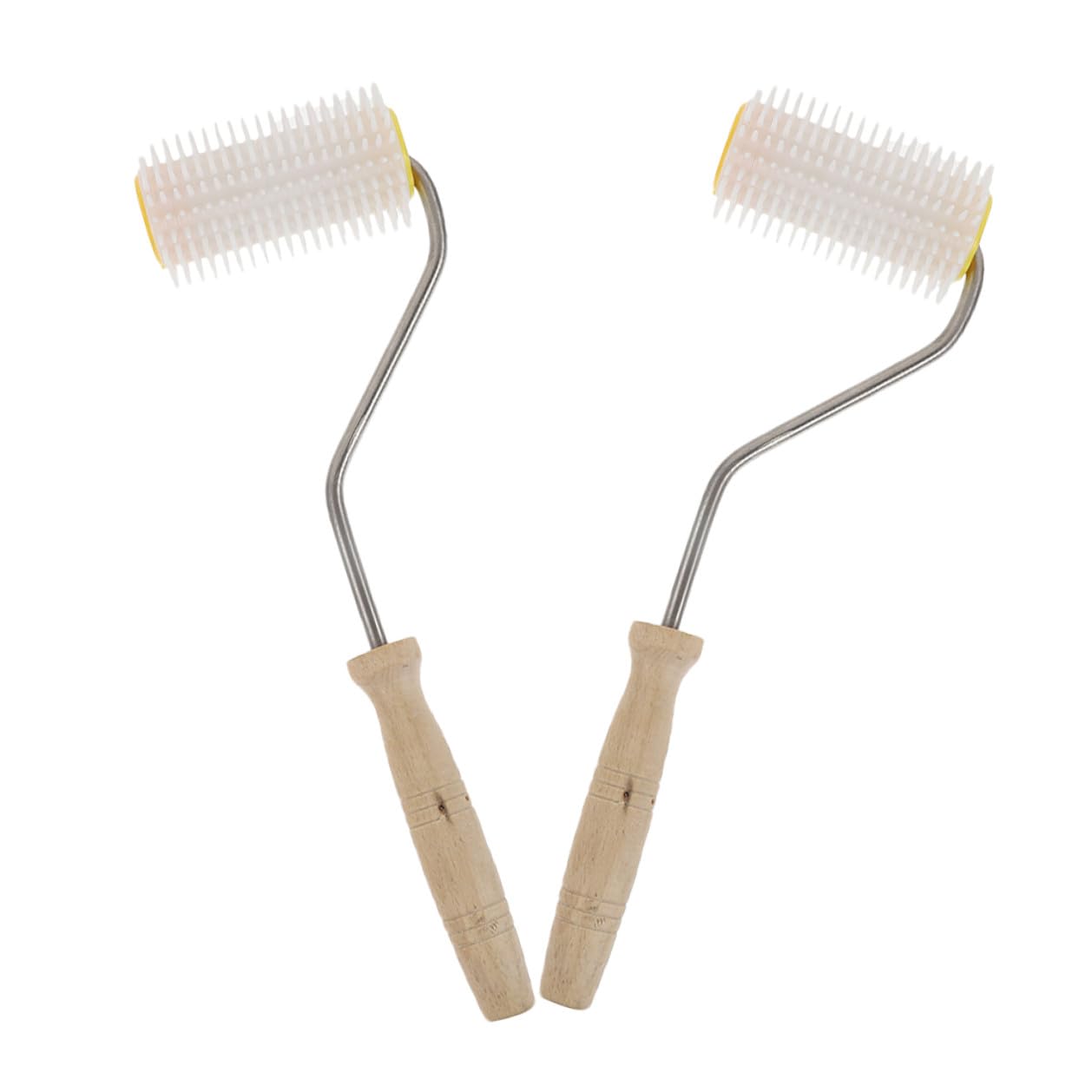 2個 蜂蜜採取用ローラー式養蜂ツール 木柄 ステンレス製 プロポリス収集簡単操作用 蜂の餌やりにも対応