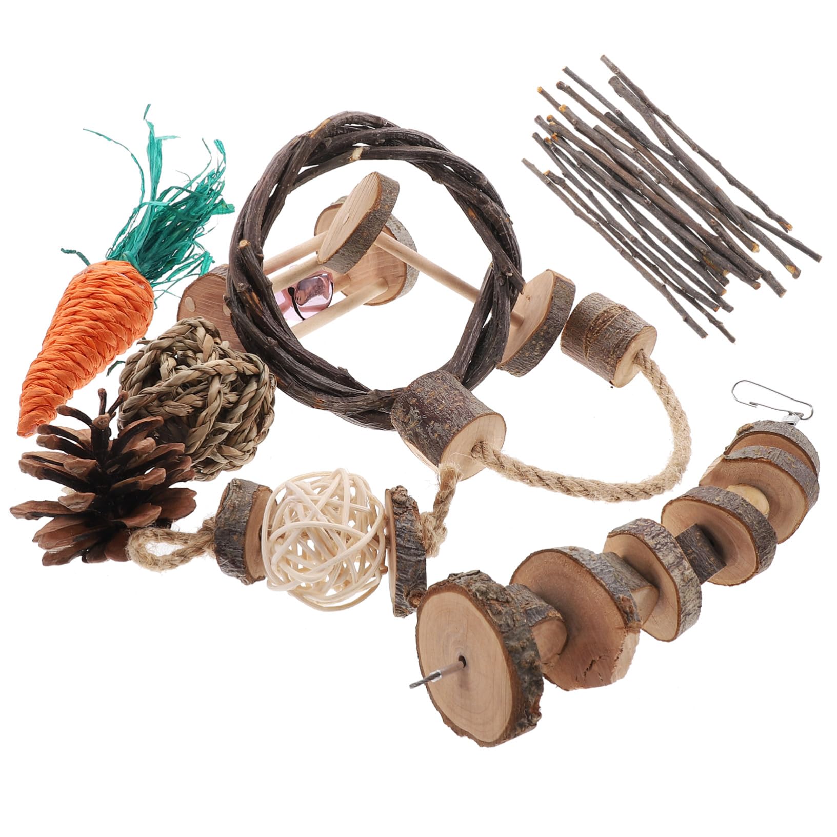 の耐久性ある歯磨き用木製おもちゃ ハムスター チンチラ ラット用咀嚼アイテム ストレス解消 歯の健康..