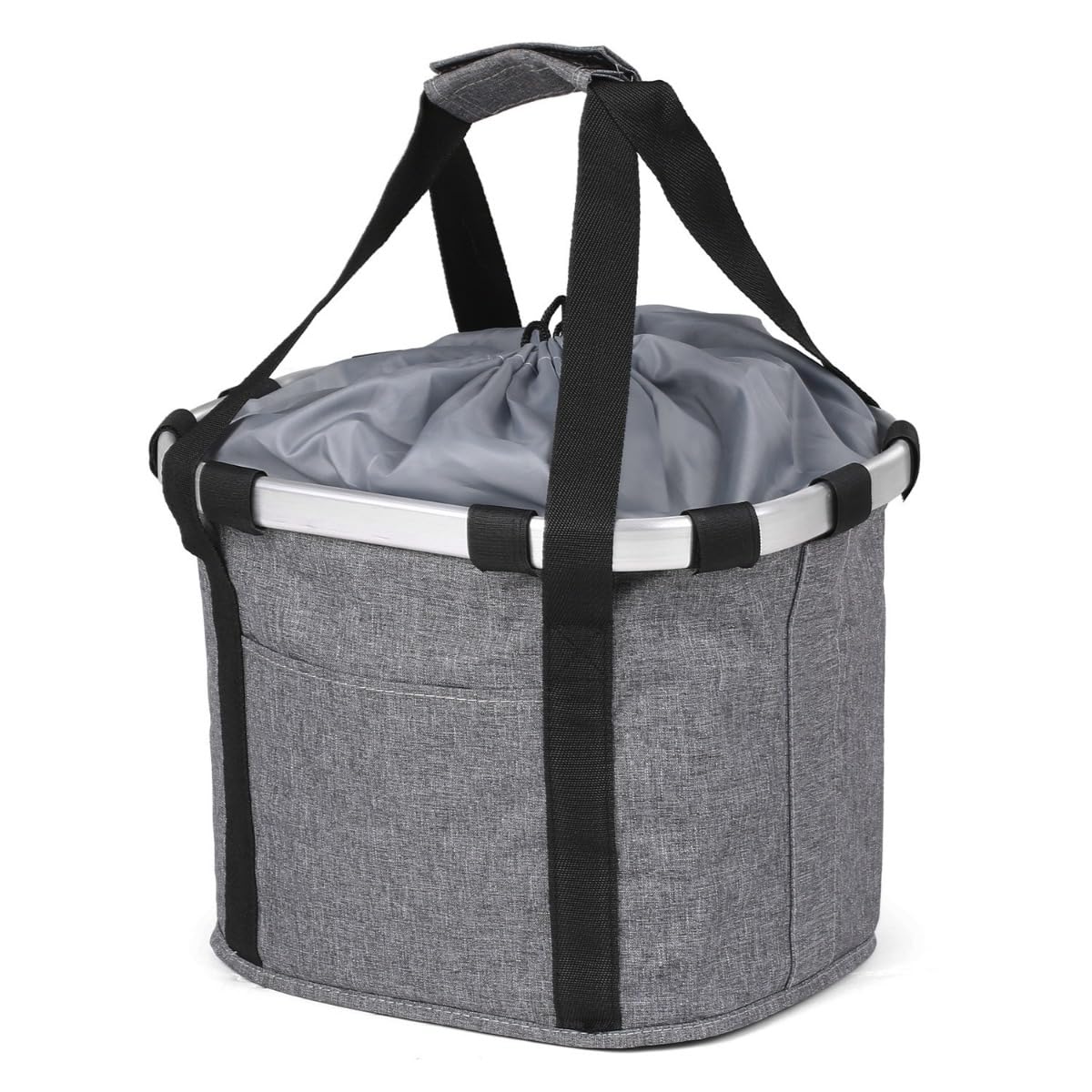 自転車 かご 前 取り外し可能 折りたたみ 巾着式 カゴ 防水 着脱式 耐荷重10KG ペット ショッピング 通勤 キャンプ アウトドア向け かご 前 取り外し可能 折りたたみバスケットアルミ合金フロントバッグマウンテンバイクアクセサリー折りたたみ バッグ 車用バスケット