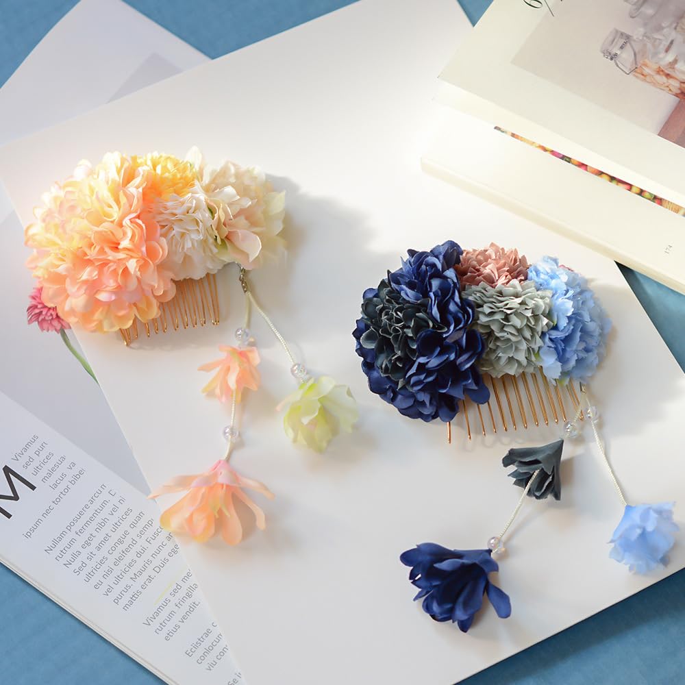 和風かんざし 夏 浴衣 祭り 頭花 和風 オリジナル 手作り 花 ヘッドドレス 着物 ヘアアクセサリー（3個） disport-1-10054623 Disport 楽天市場店 サンプル画像3