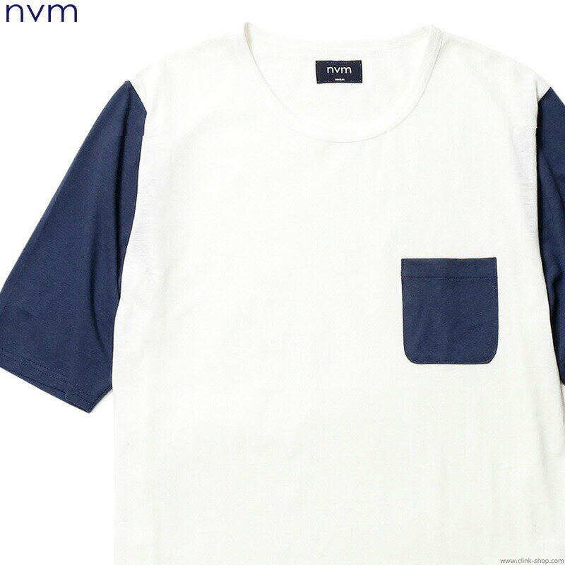エヌブイエム NVM BB 1/2 T (WHITE×NAVY) [NVM16S-CS01] メンズ Tシャツ 5分袖 ボーダー
