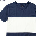 NVM エヌブイエム NVM FAT STRIPE SS T (NAVY×WHITE)  メンズ Tシャツ 半袖 ボーダー オーバーサイズ