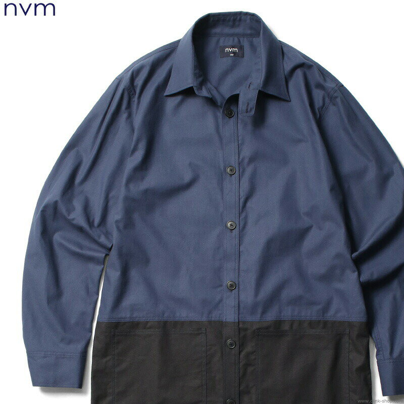 NVM エヌブイエム NVM SHIRTS COAT (NVY×BLK)  メンズ トップス シャツ 長袖 ネイビー