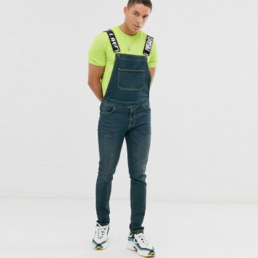 ASOS メンズ オーバーオール サロペット サスペンダーペイント スキニー デニム ジャンプスーツ 大きいサイズ インポート スキニー スウェットパンツ 20代 30代 40代 ファッション コーディネート 小さいサイズあり