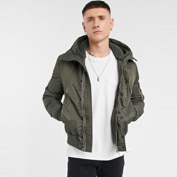 ASOSセレクト AllSaints asos ASOS エイソス メンズ AllSaints 茶色 MA1 特大 フード付き ボンバー ジャケット 大きいサイズ インポート エクストリームスーパースキニーフィット スウェットパンツ ジーンズ ジーパン 20代 30代 40代 ファッション コーディネート