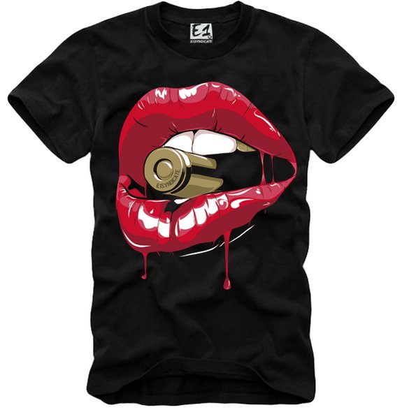 E1SYNDICATE（イーワンシジケート）拳銃の弾 弾丸 リップ Tシャツ 20代 30代 ...