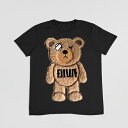 クマ もこもこ ぷくぷく ふわふわ ワッペン刺繍Tシャツ 3D刺繍 Tシャツ ビッグクマ ワッペン Tシャツ 半袖 プレゼント ボーダーシャツ 男性 オシャレ ...