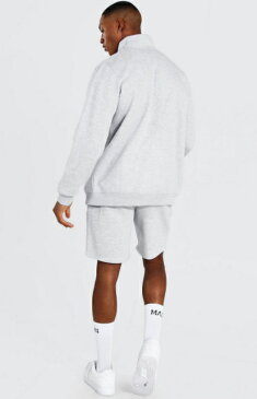 boohoo(ブーフー) マン シグネチャー ファネルネック ショート トラックスーツ セットアップ 上下 スウェット インポートブランド ランニング ジム スポーツ 小さいサイズ 大きいサイズあり メンズ ファッション フィットネス