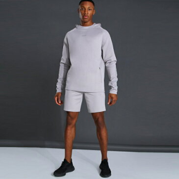 boohoo(ブーフー) アクティブ グラフィック パーカーショート トラックスーツ セットアップ 上下 スウェット インポートブランド ランニング ジム スポーツ 小さいサイズ 大きいサイズあり メンズ ファッション フィットネス