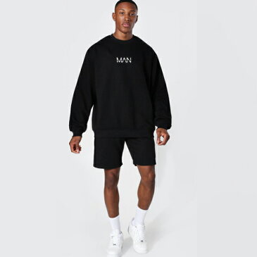 boohoo(ブーフー) 特大 オリジナルマン ショート スウェット トラックスーツ セットアップ 上下 スウェット インポートブランド ランニング ジム スポーツ 小さいサイズ 大きいサイズあり メンズ ファッション フィットネス