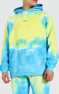 boohoo(ブーフー) 特大 オリジナルマン タイダイ フード トラックスーツ セットアップ 上下 スウェット インポートブランド ランニング ジム スポーツ 小さいサイズ 大きいサイズあり メンズ ファッション フィットネス